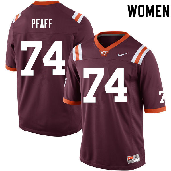 Women #74 Braxton Pfaff Virginia Tech Hokies College Football Jerseys Sale-Maroon